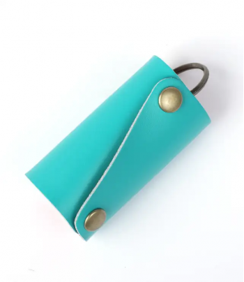 leather craft kit キーケース ターコイズブルー&マンダリンオレンジ