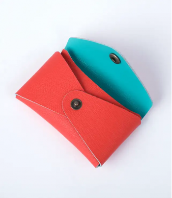 leather craft kit カード＆コインケース ターコイズブルー&マンダリンオレンジ