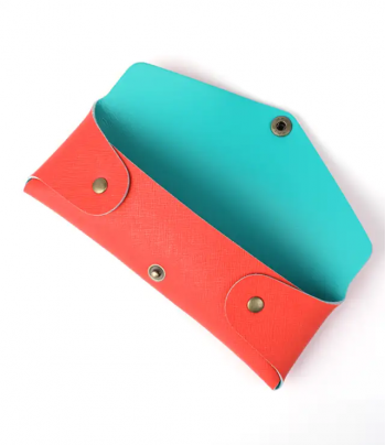 leather craft kit ペンケース ターコイズブルー&マンダリンオレンジ